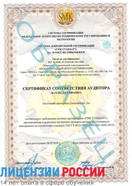 Образец сертификата соответствия аудитора №ST.RU.EXP.00014299-1 Камышин Сертификат ISO 14001